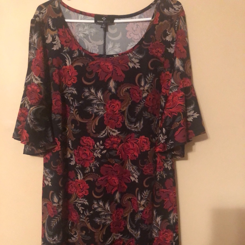 red & black floral dress 1X
